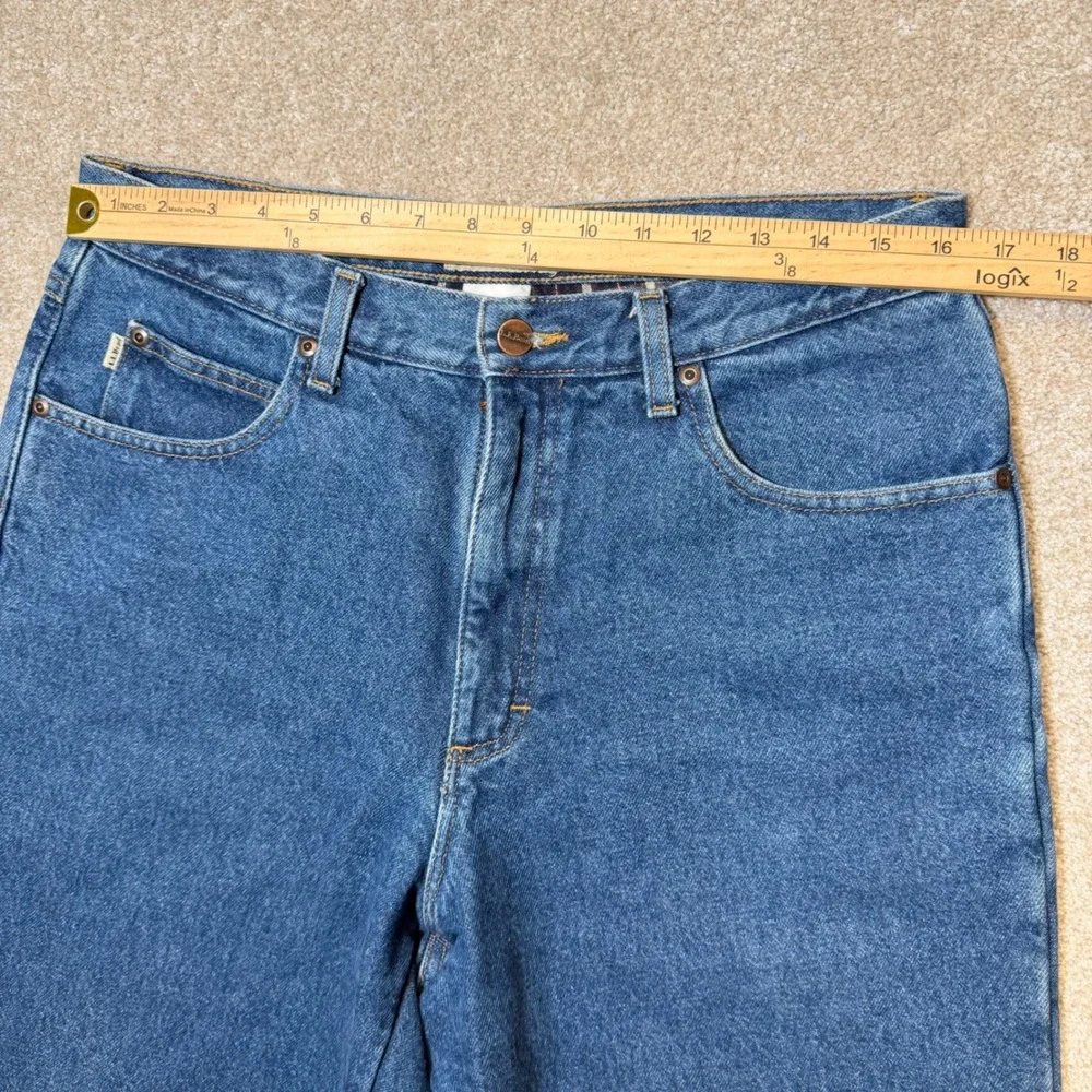 L.L. Bean Jeans Mens 33x29 Blue Flannel Lined Natural Fit Plaid‎ Denim 130657